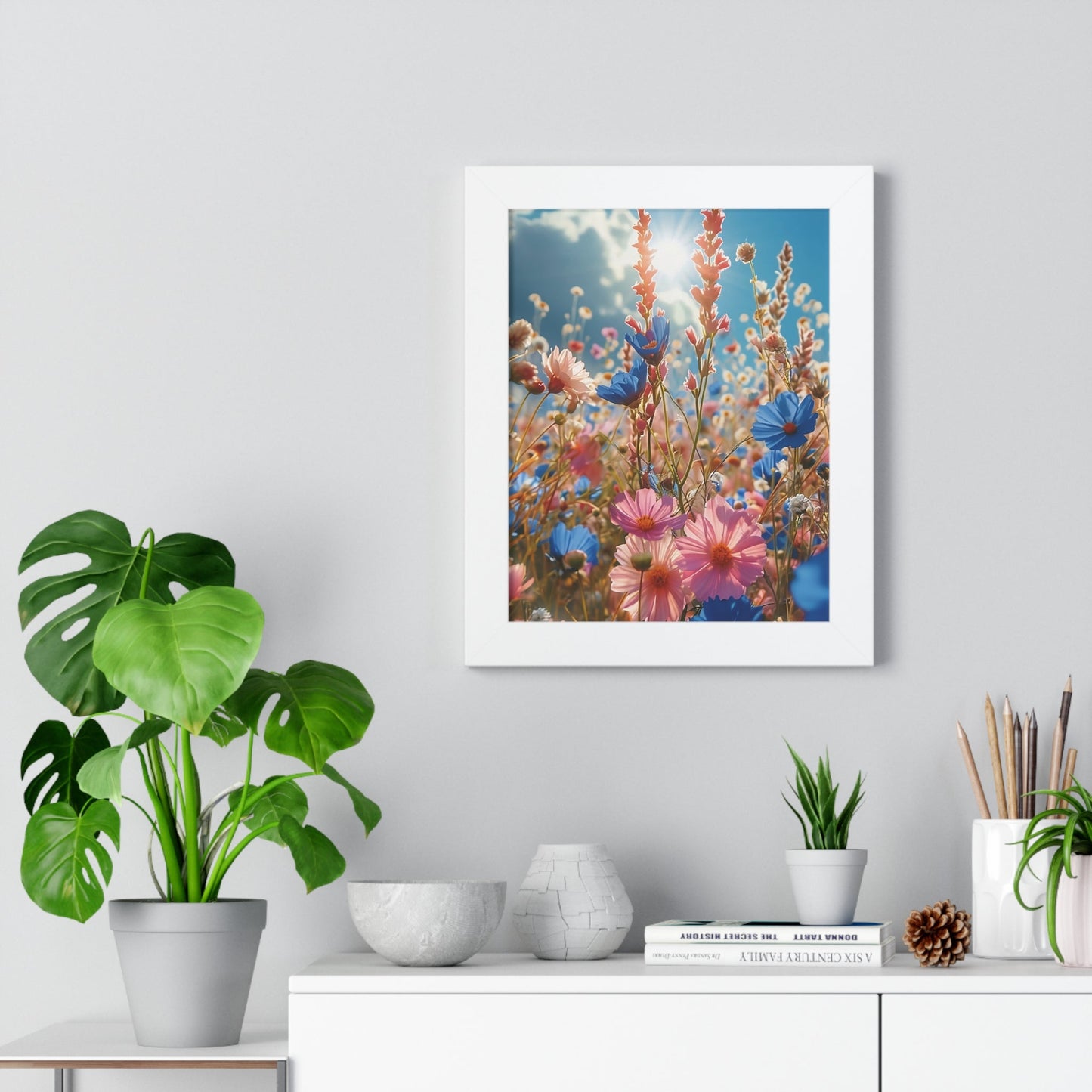 Summer Wildflower Meadow Framed Vertical Poster