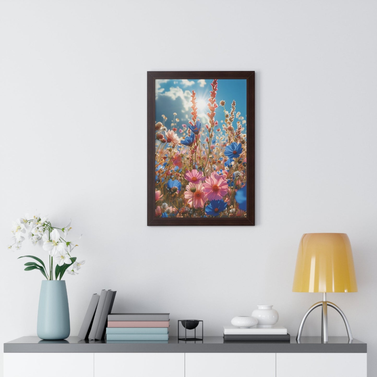 Summer Wildflower Meadow Framed Vertical Poster