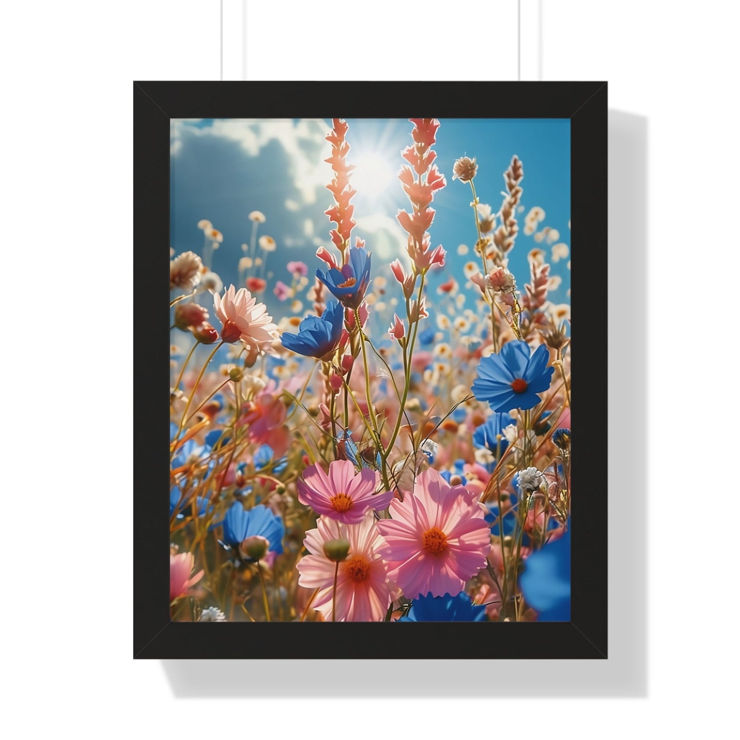 Summer Wildflower Meadow Framed Vertical Poster