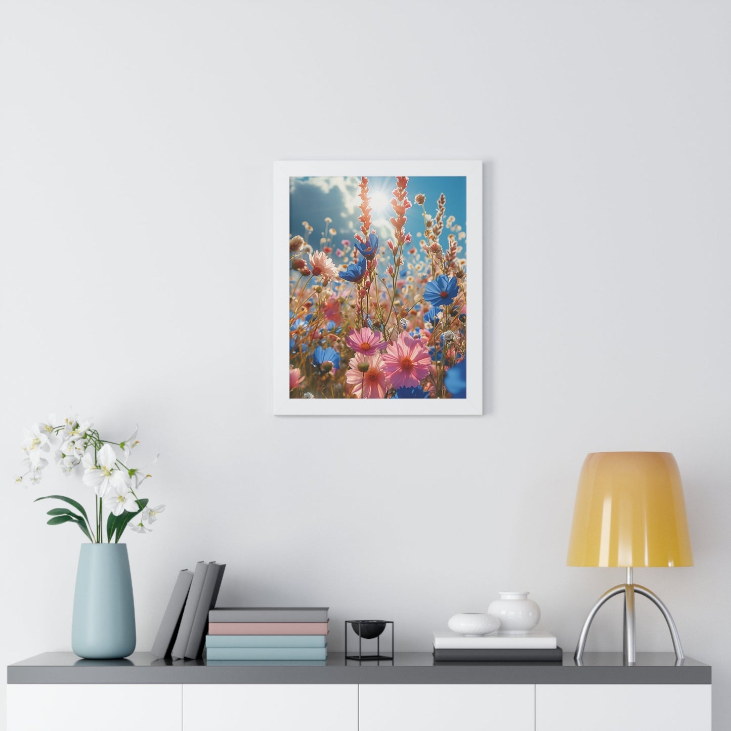 Summer Wildflower Meadow Framed Vertical Poster