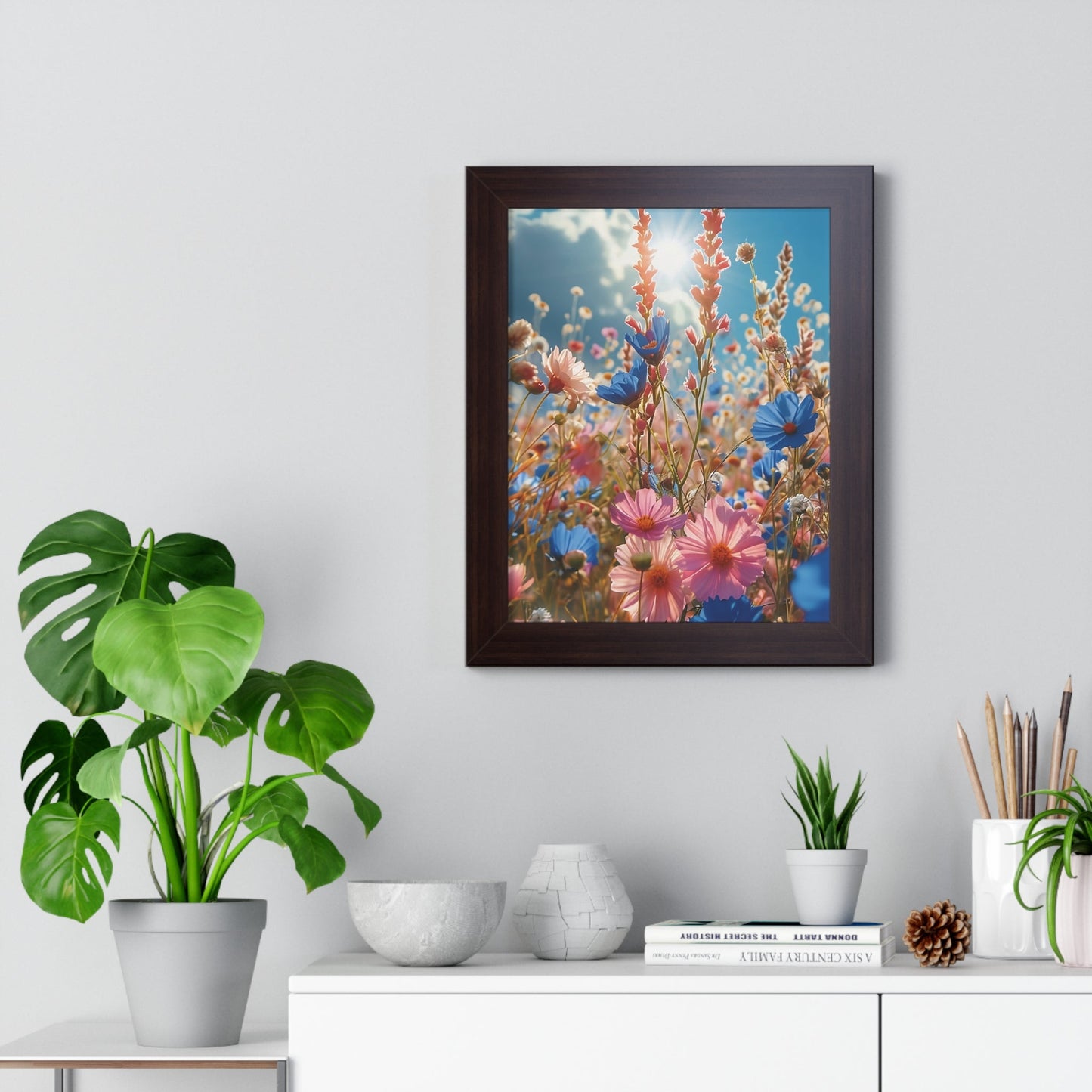 Summer Wildflower Meadow Framed Vertical Poster