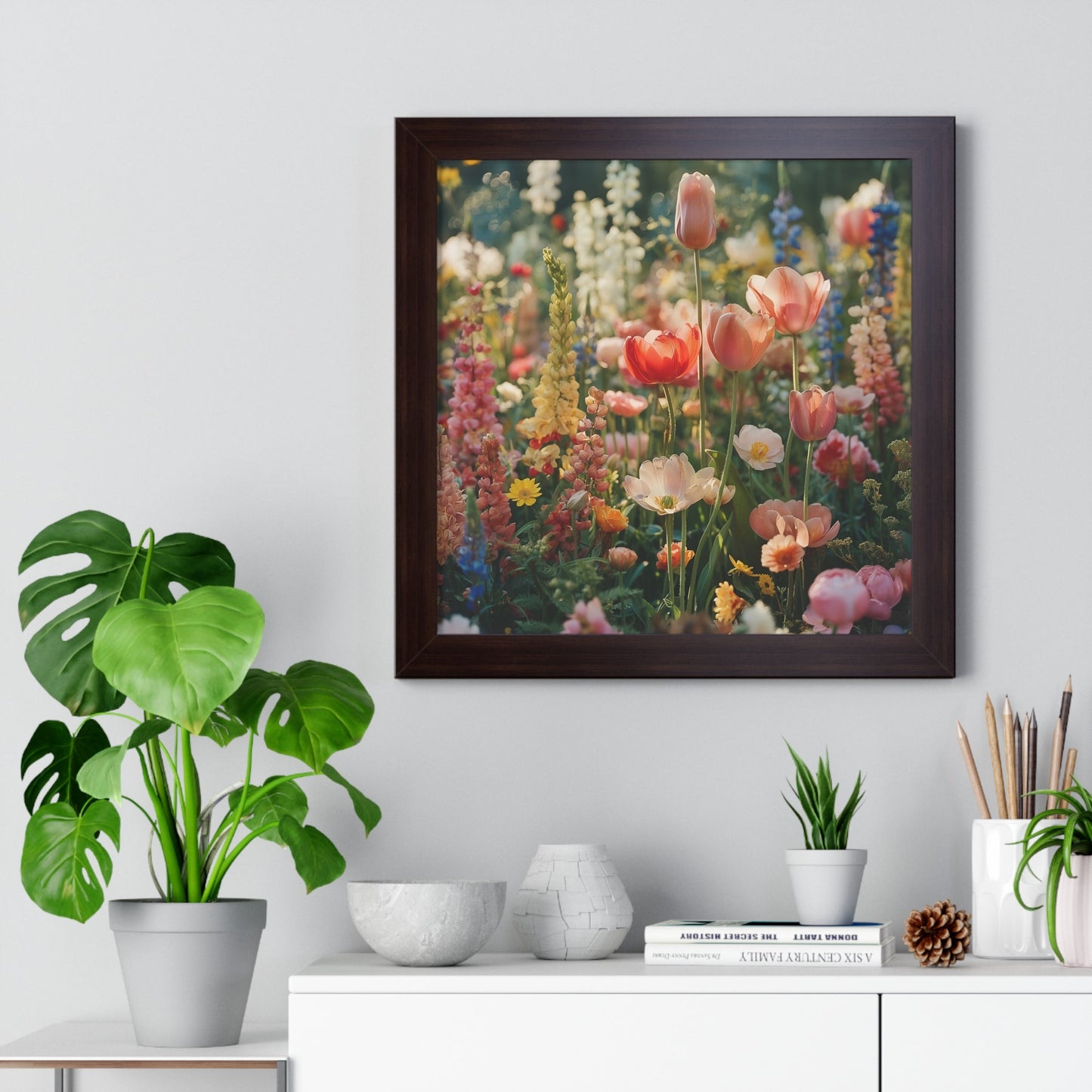 Colorful Spring Garden Framed Vertical Poster