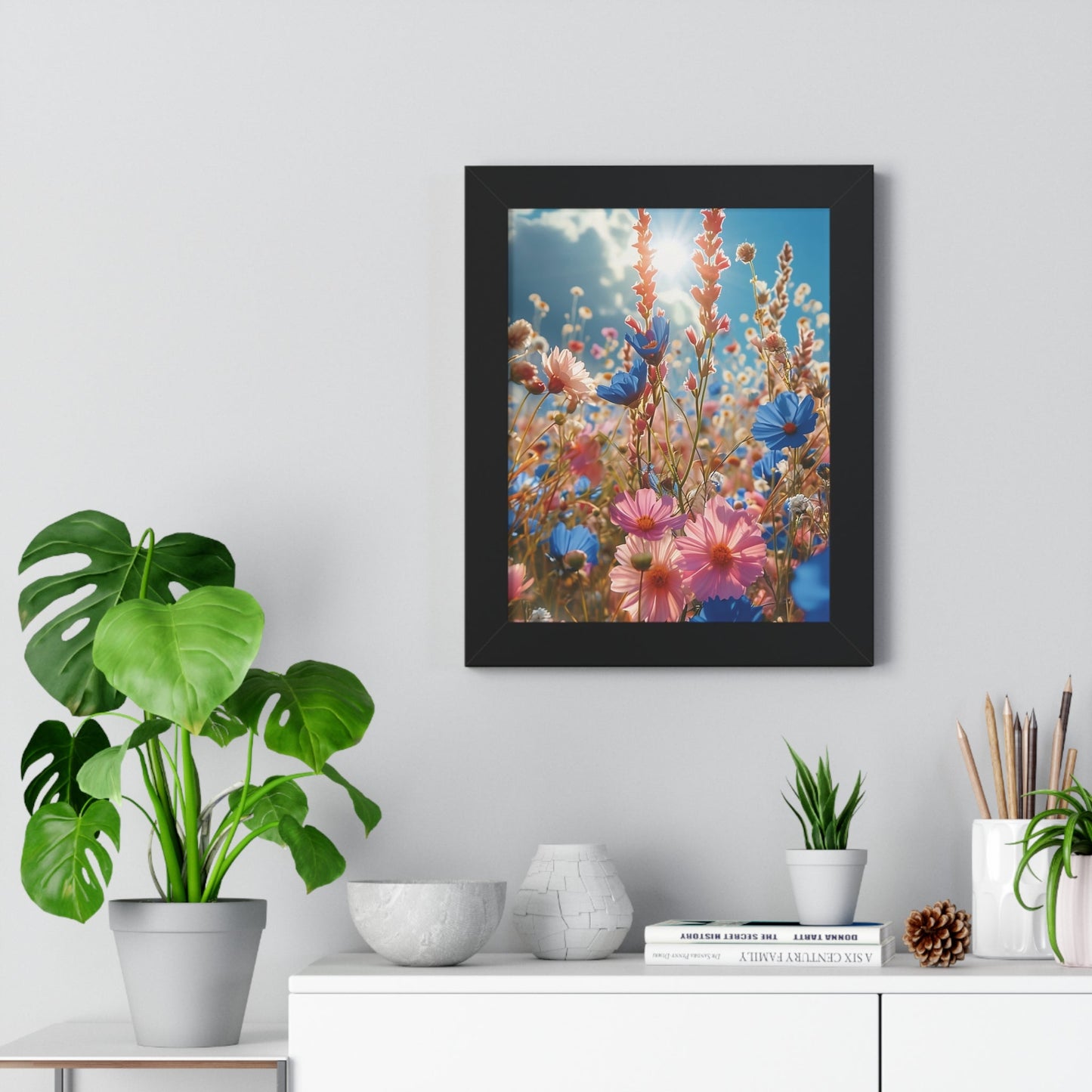 Summer Wildflower Meadow Framed Vertical Poster