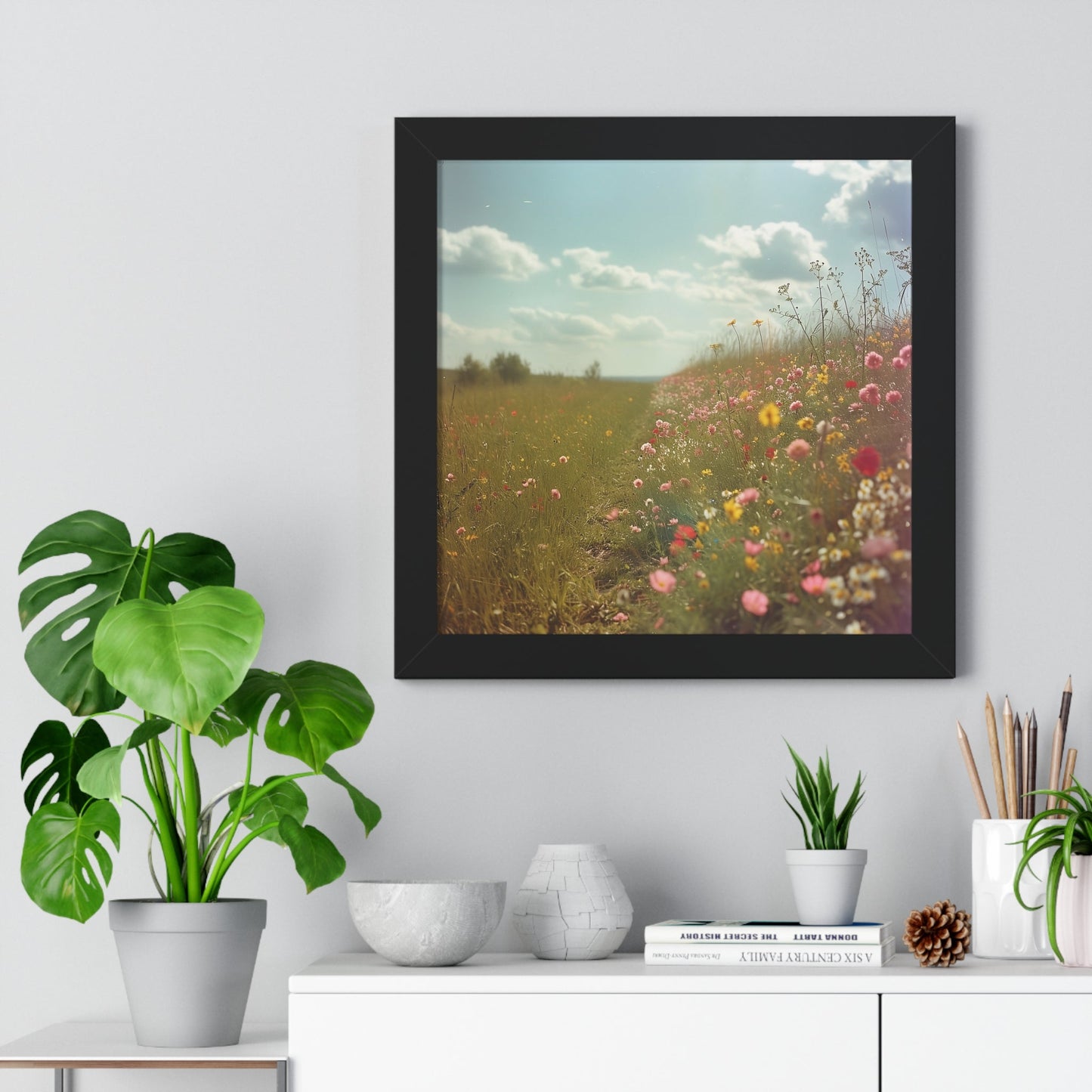 Country Road Wildflowers Framed Vertical Poster