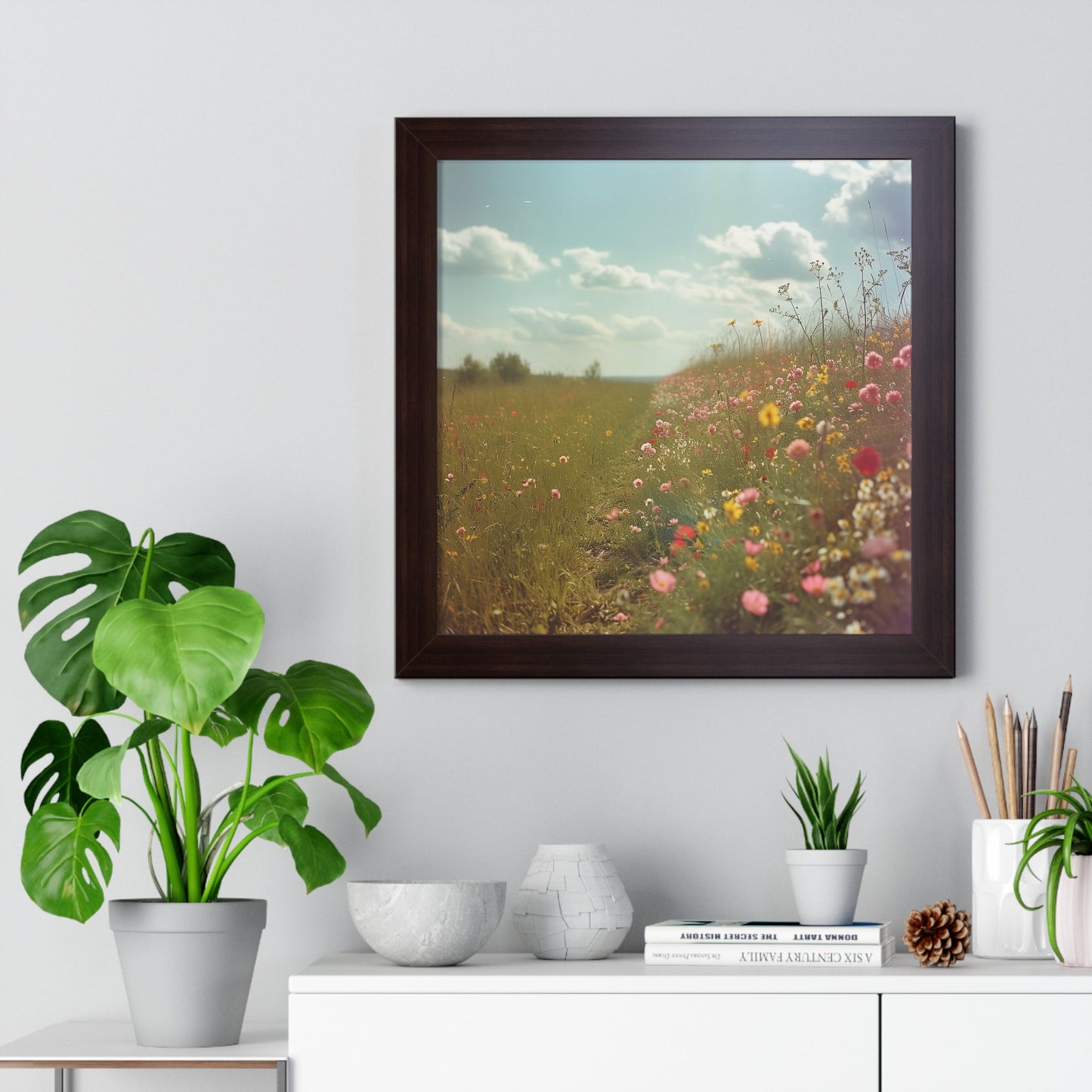 Country Road Wildflowers Framed Vertical Poster
