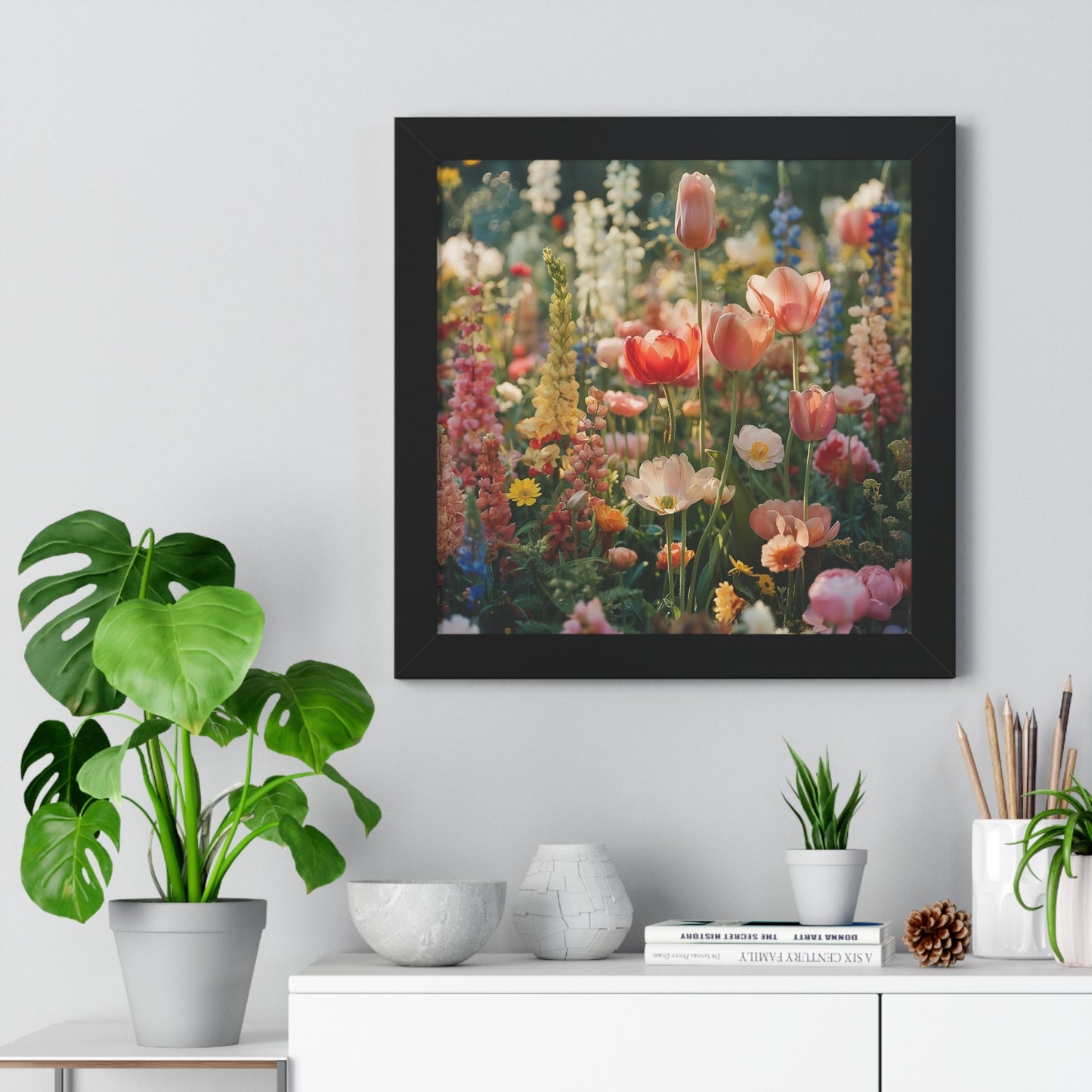 Colorful Spring Garden Framed Vertical Poster