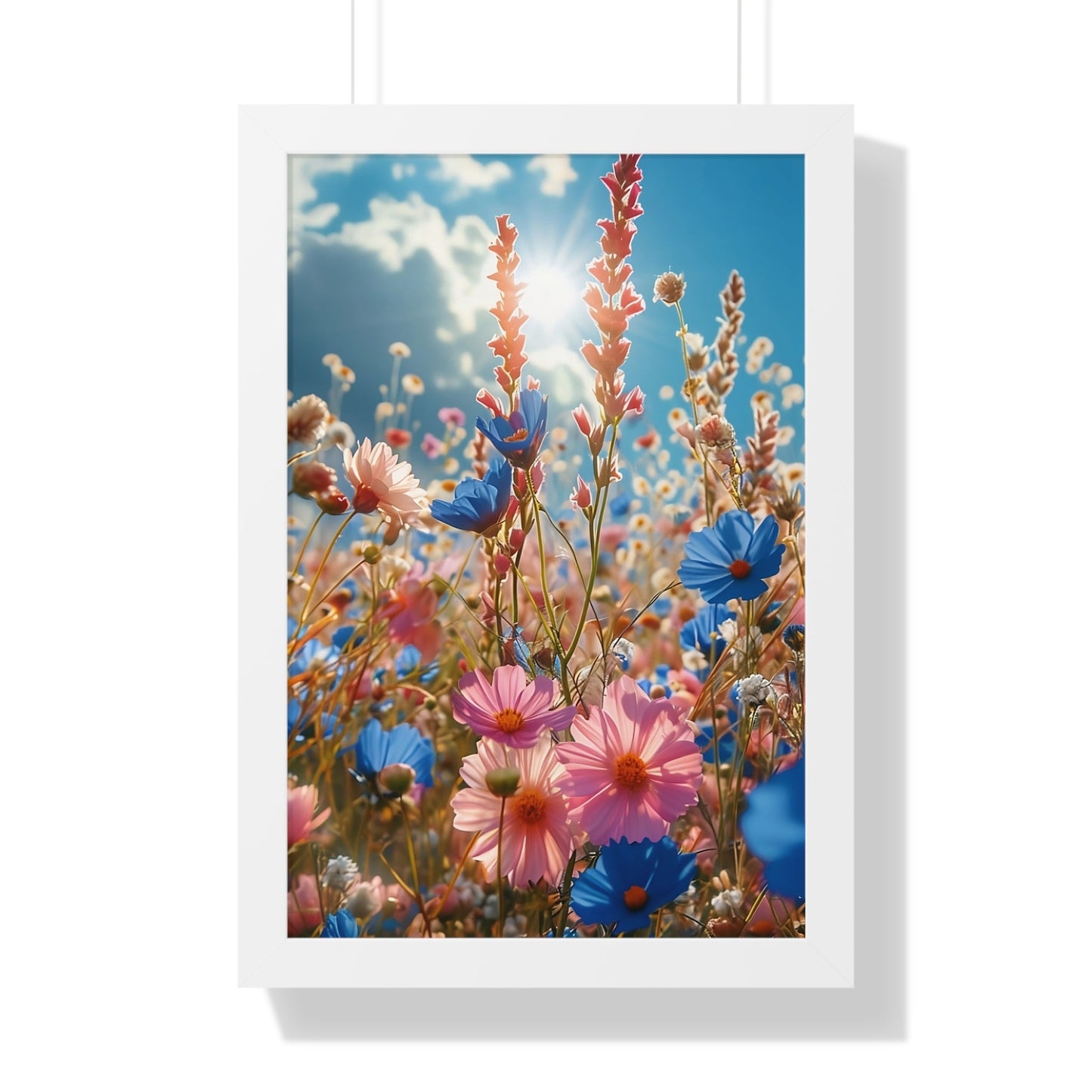 Summer Wildflower Meadow Framed Vertical Poster