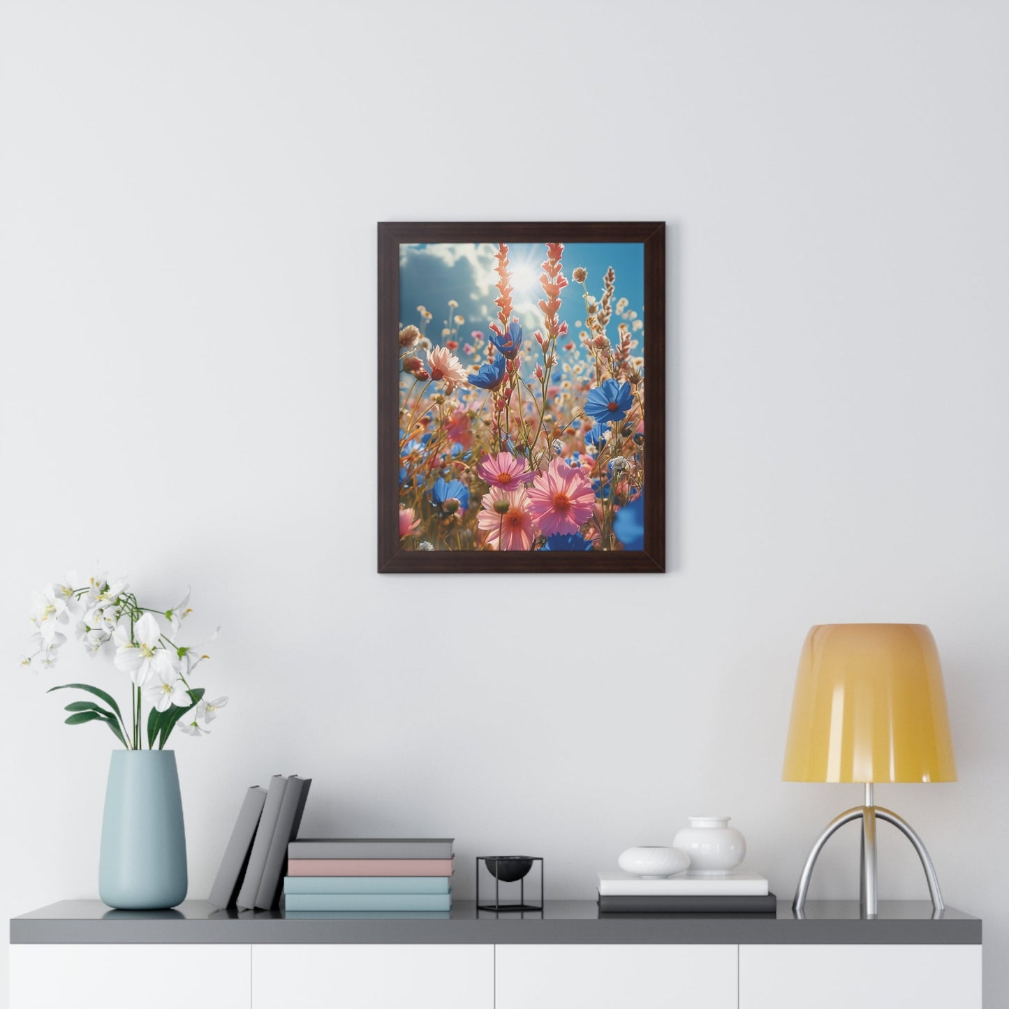 Summer Wildflower Meadow Framed Vertical Poster