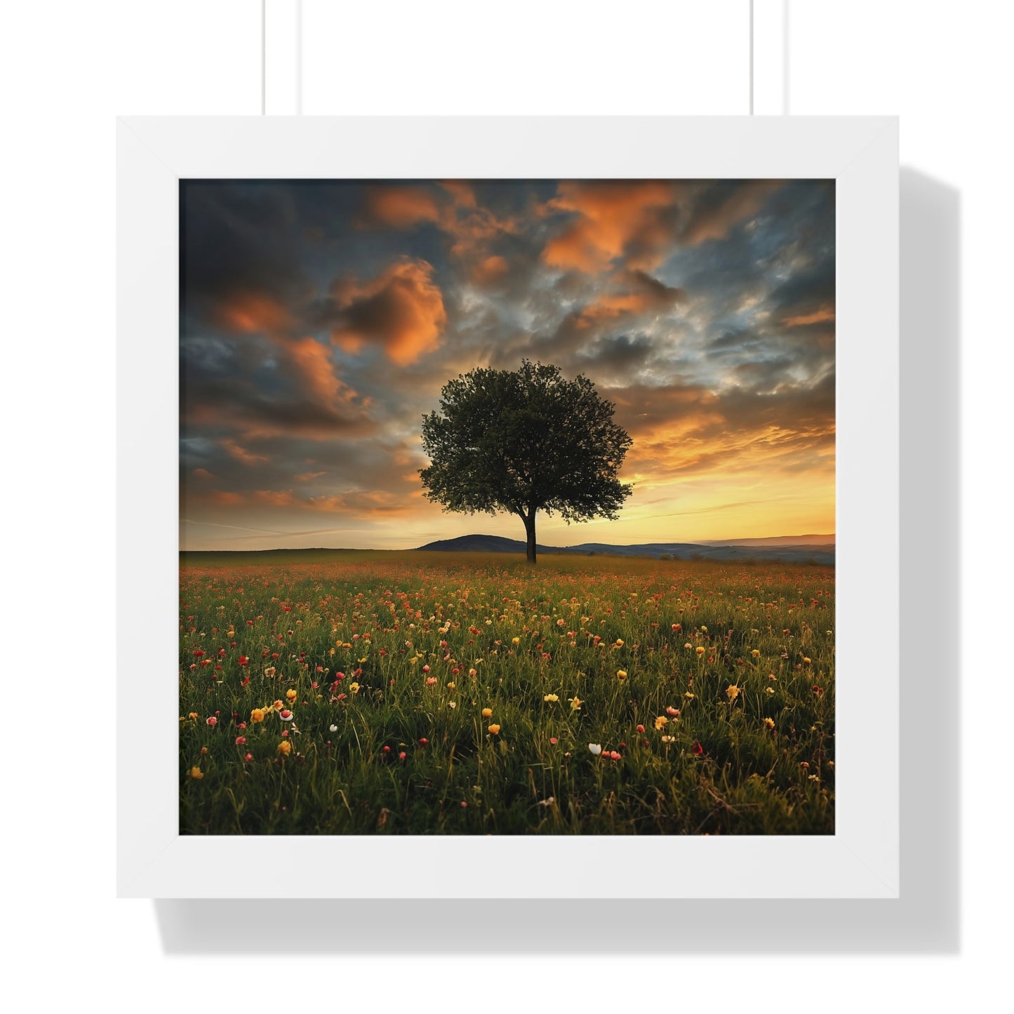 Tree in the Summer Meadow Framed Vertical Poster