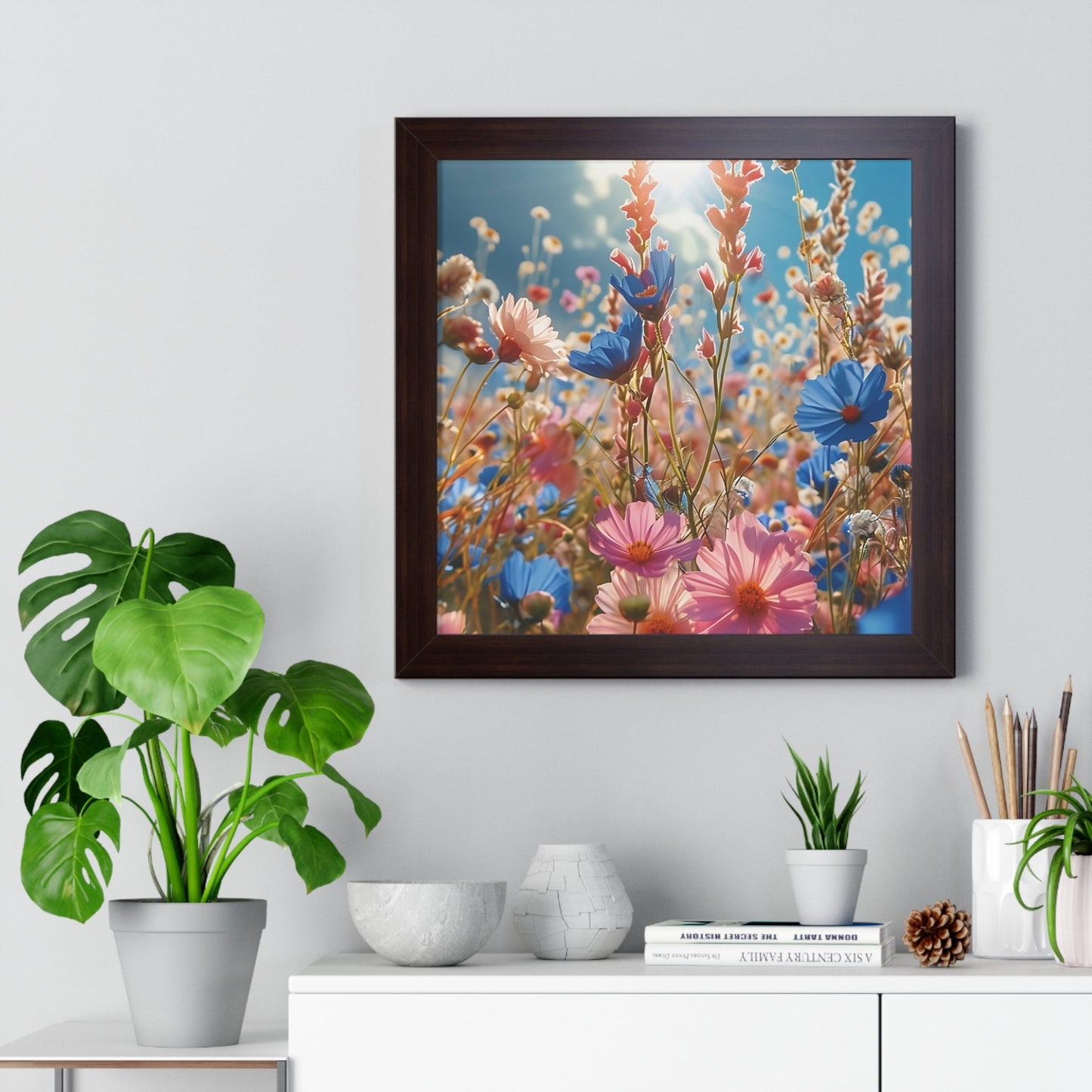 Summer Wildflower Meadow Framed Vertical Poster