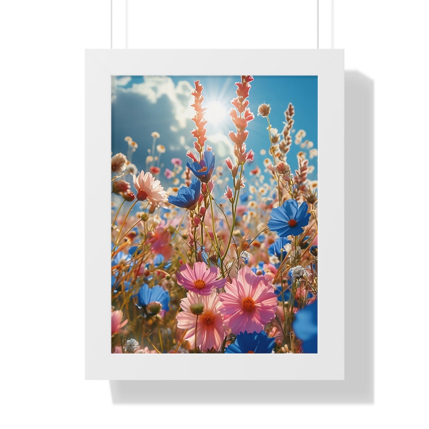 Summer Wildflower Meadow Framed Vertical Poster