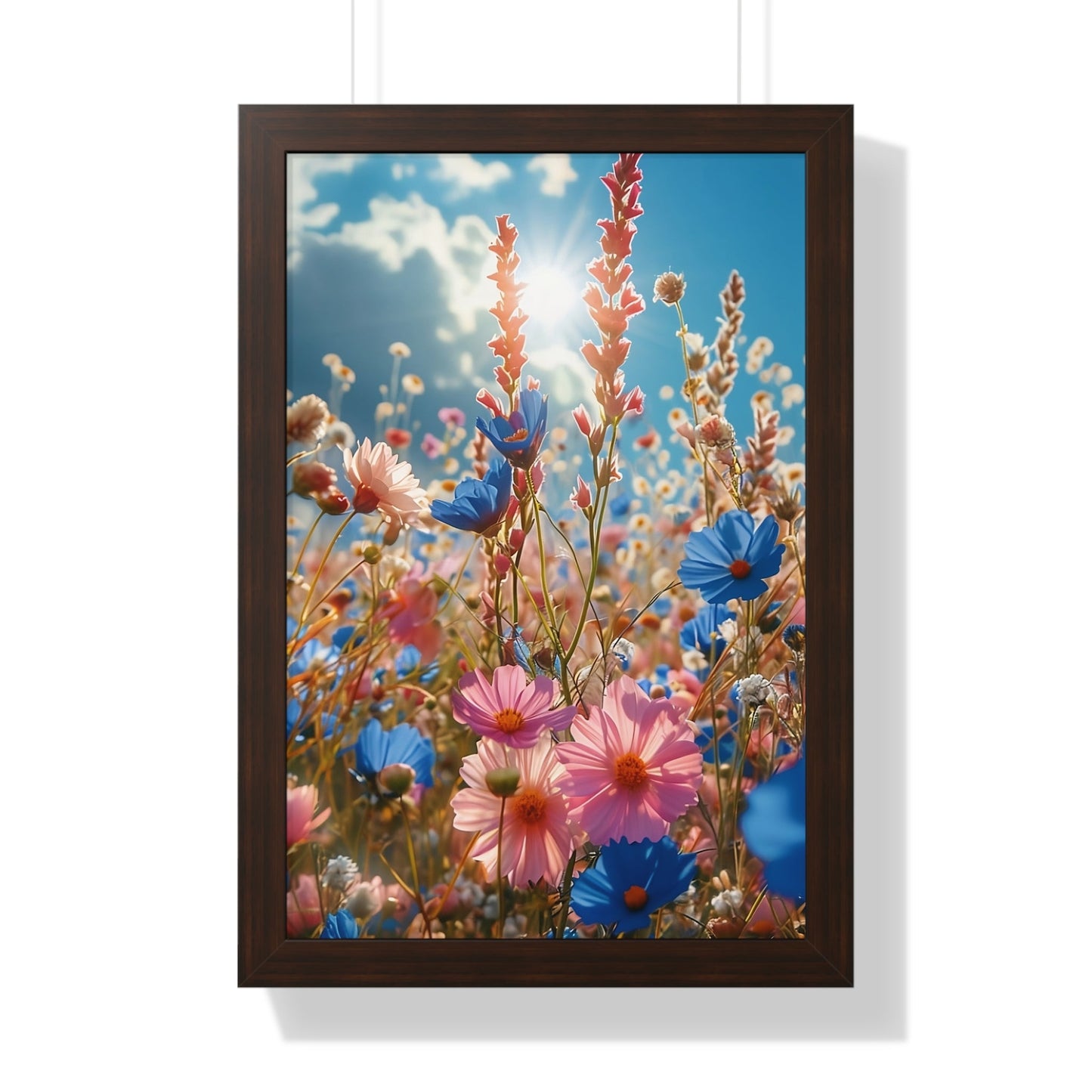 Summer Wildflower Meadow Framed Vertical Poster