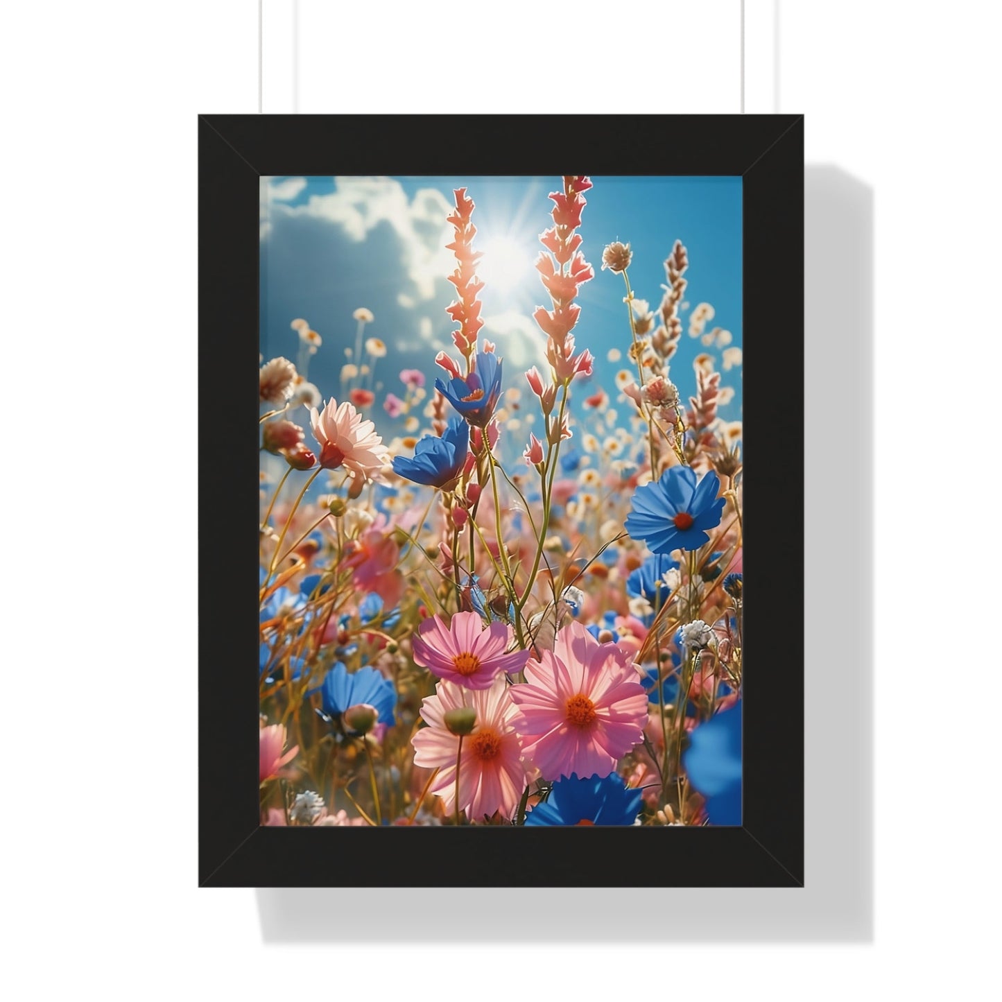 Summer Wildflower Meadow Framed Vertical Poster