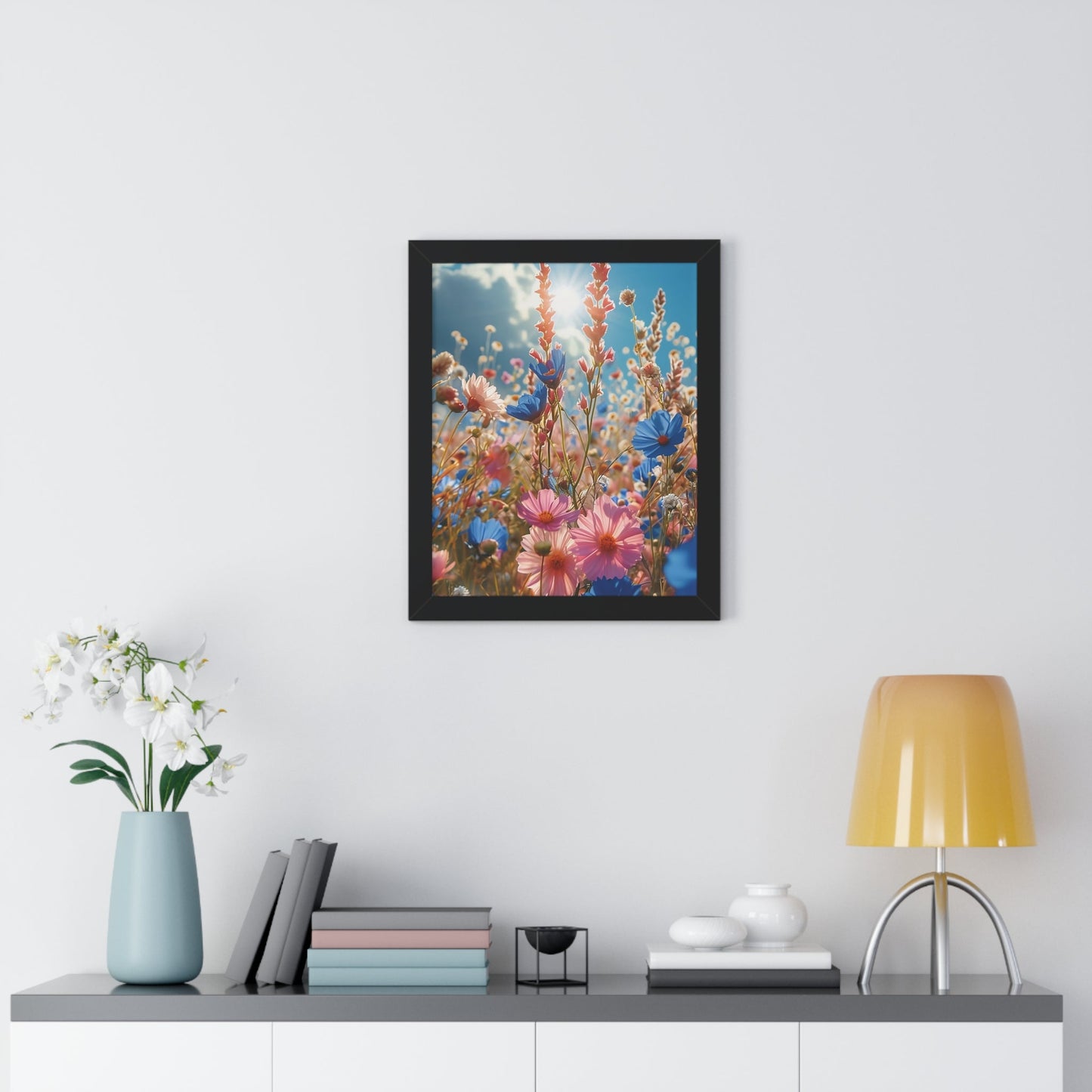 Summer Wildflower Meadow Framed Vertical Poster