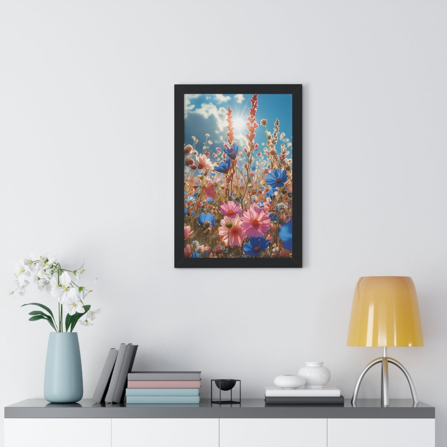 Summer Wildflower Meadow Framed Vertical Poster