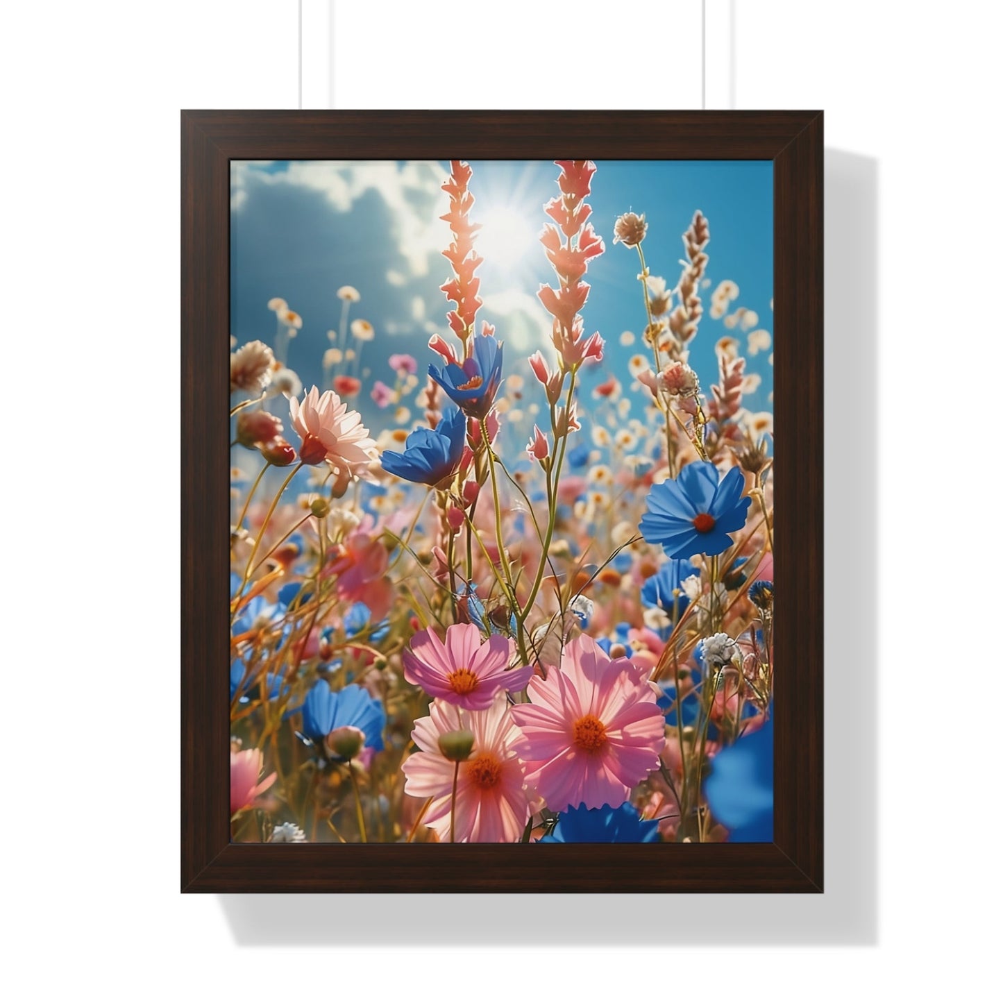 Summer Wildflower Meadow Framed Vertical Poster