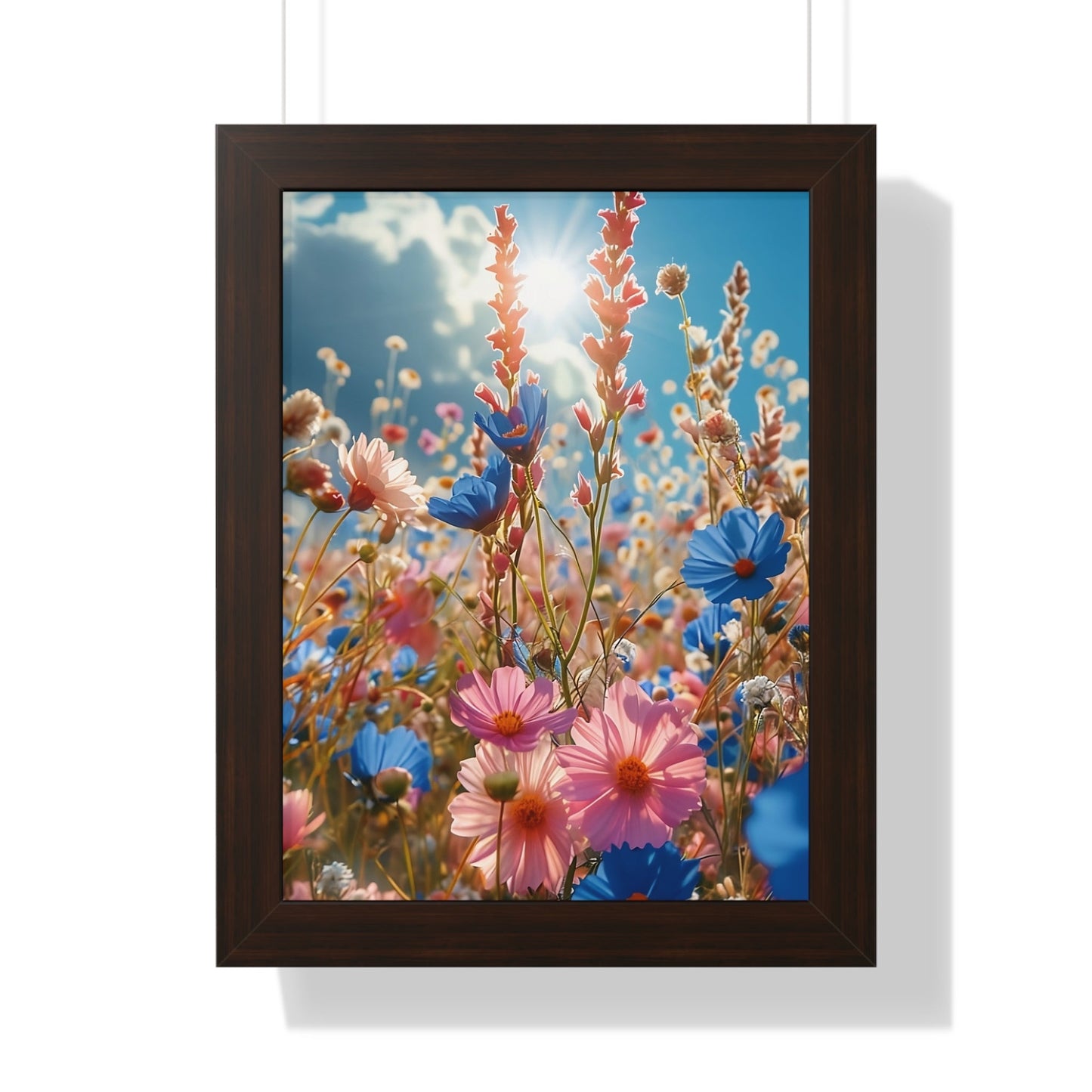 Summer Wildflower Meadow Framed Vertical Poster
