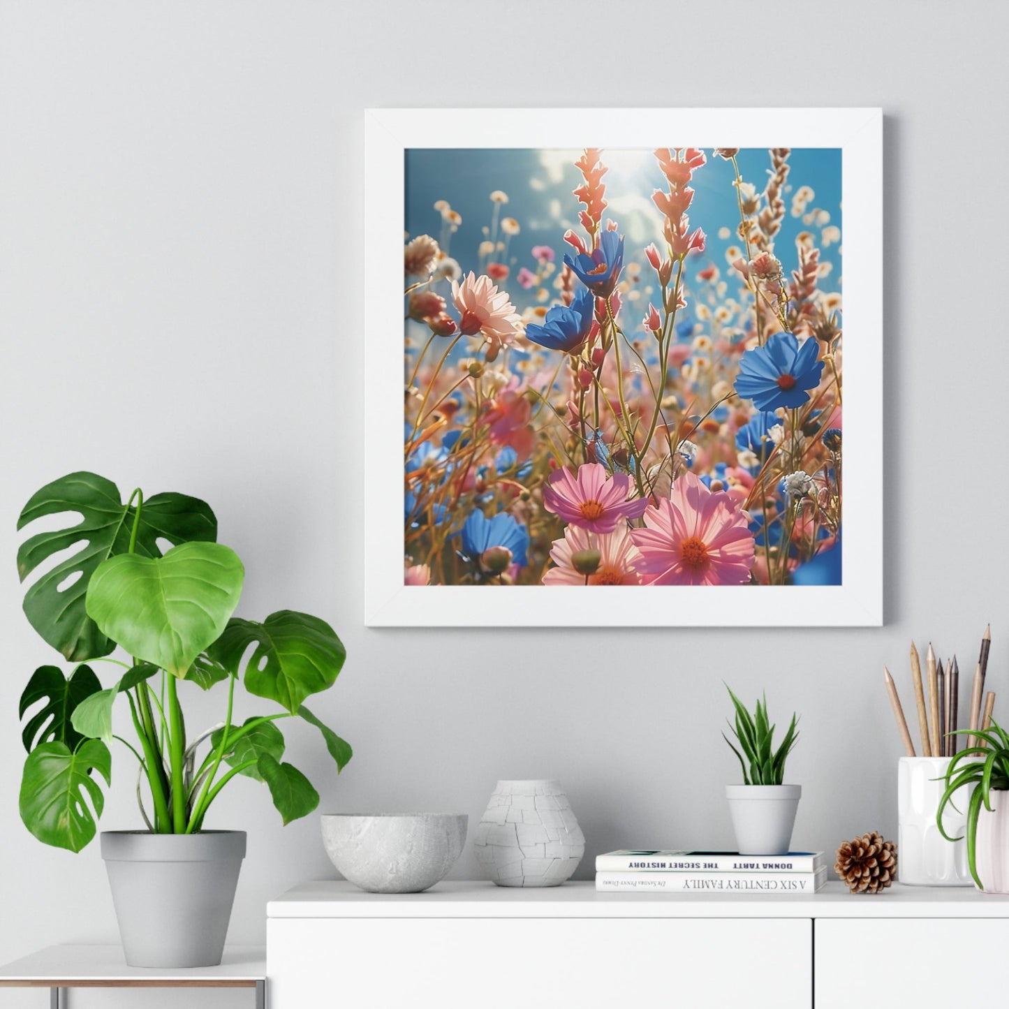 Summer Wildflower Meadow Framed Vertical Poster