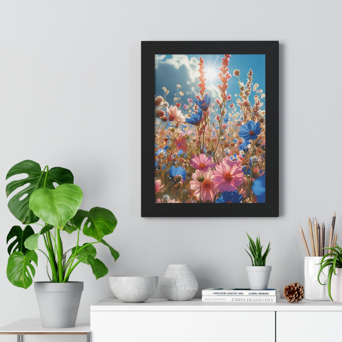 Summer Wildflower Meadow Framed Vertical Poster