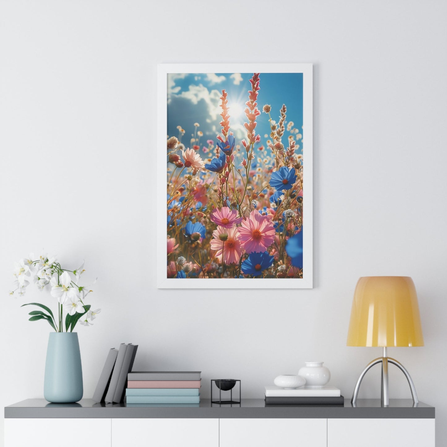 Summer Wildflower Meadow Framed Vertical Poster
