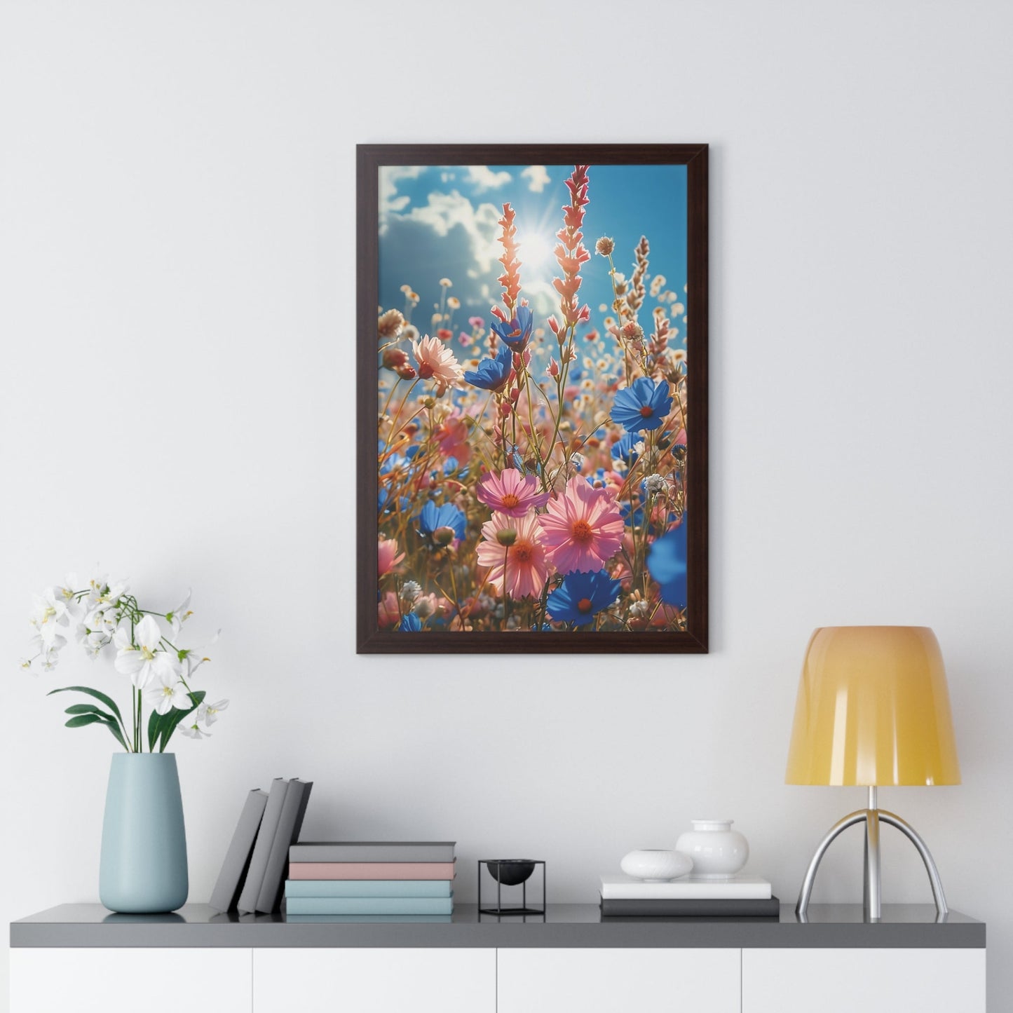 Summer Wildflower Meadow Framed Vertical Poster