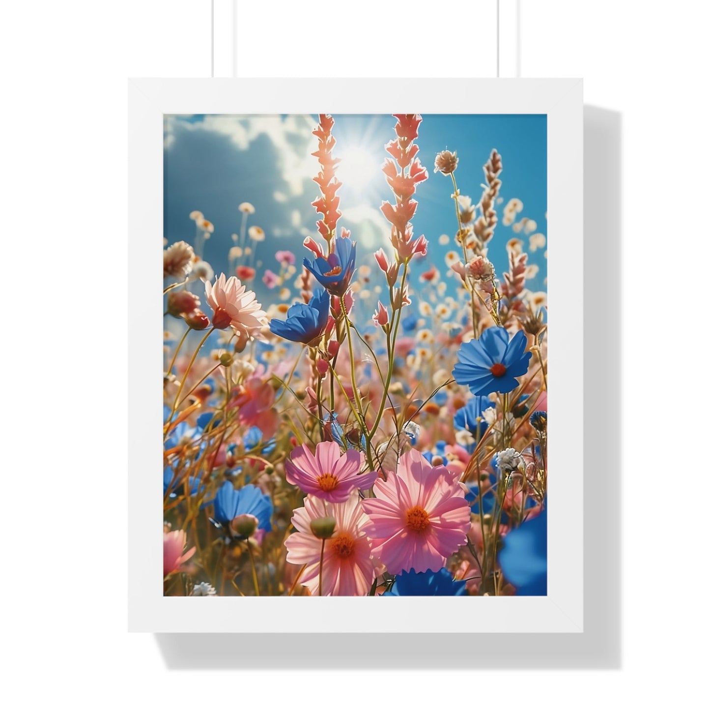 Summer Wildflower Meadow Framed Vertical Poster