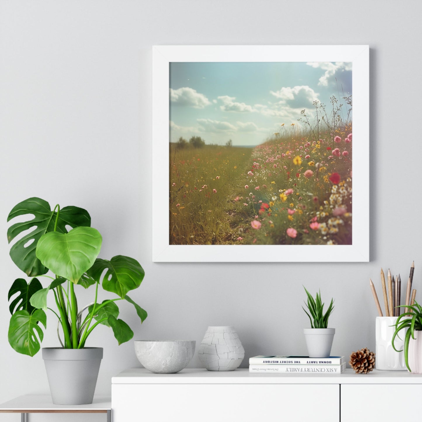 Country Road Wildflowers Framed Vertical Poster