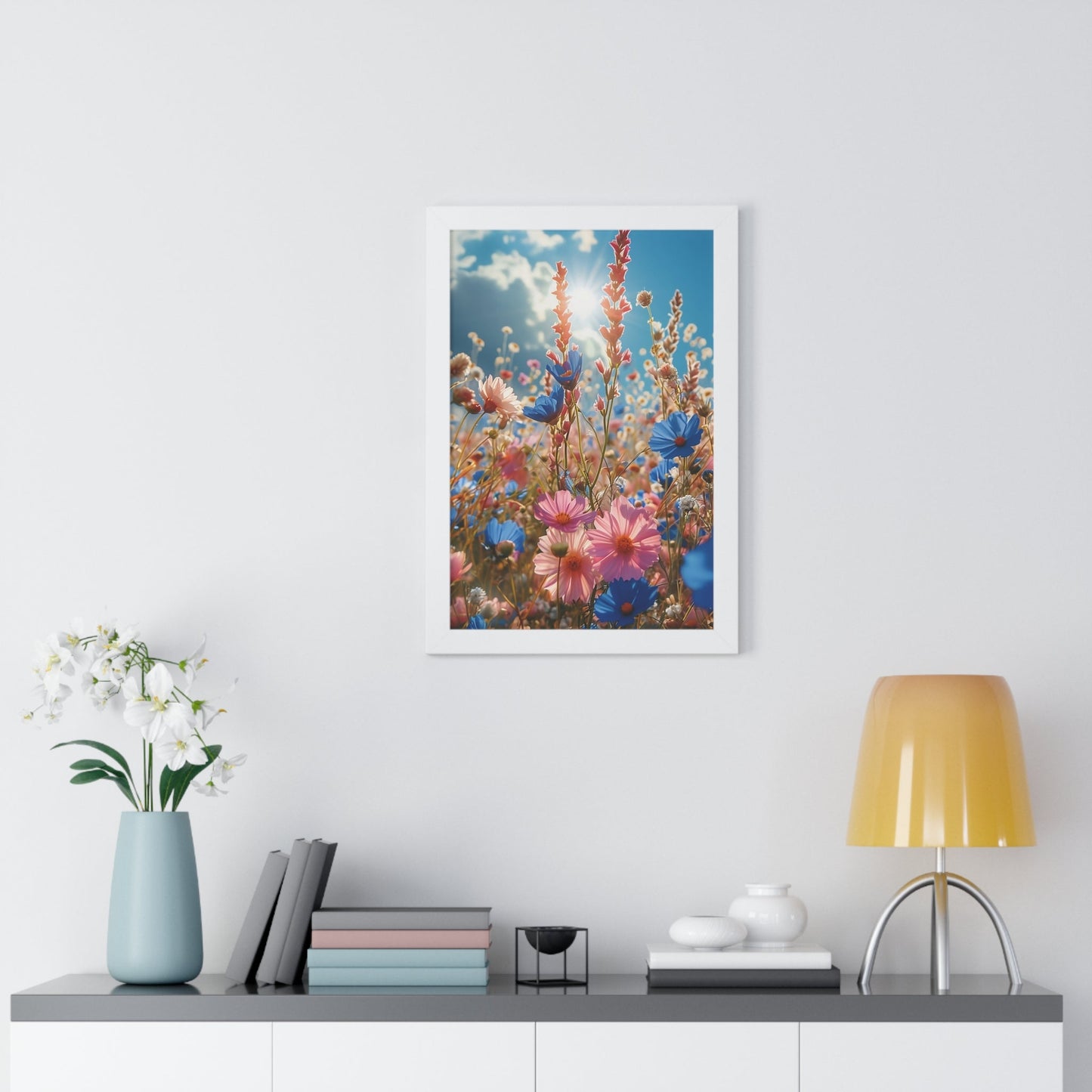 Summer Wildflower Meadow Framed Vertical Poster
