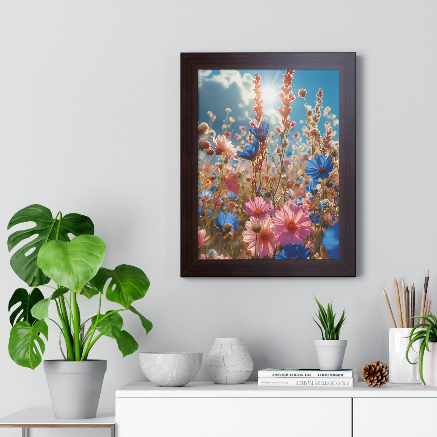 Summer Wildflower Meadow Framed Vertical Poster