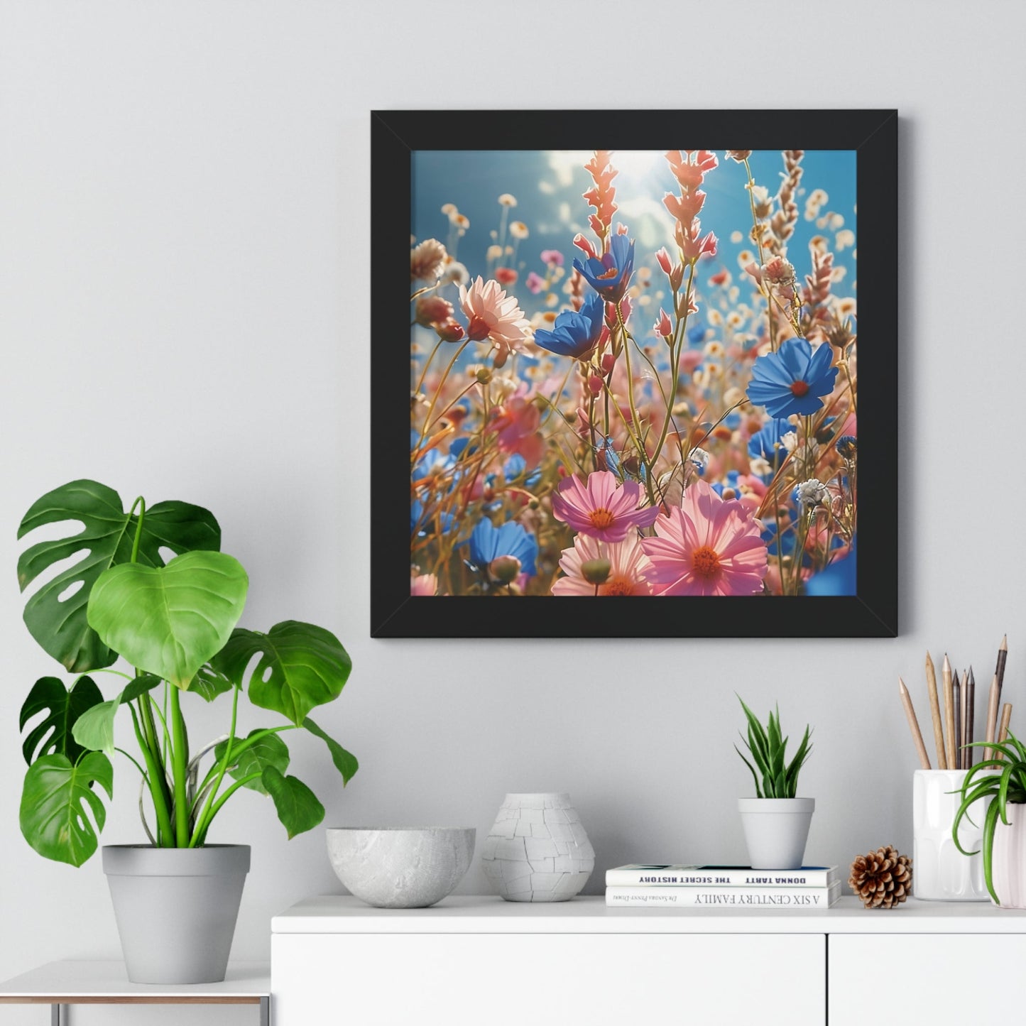 Summer Wildflower Meadow Framed Vertical Poster