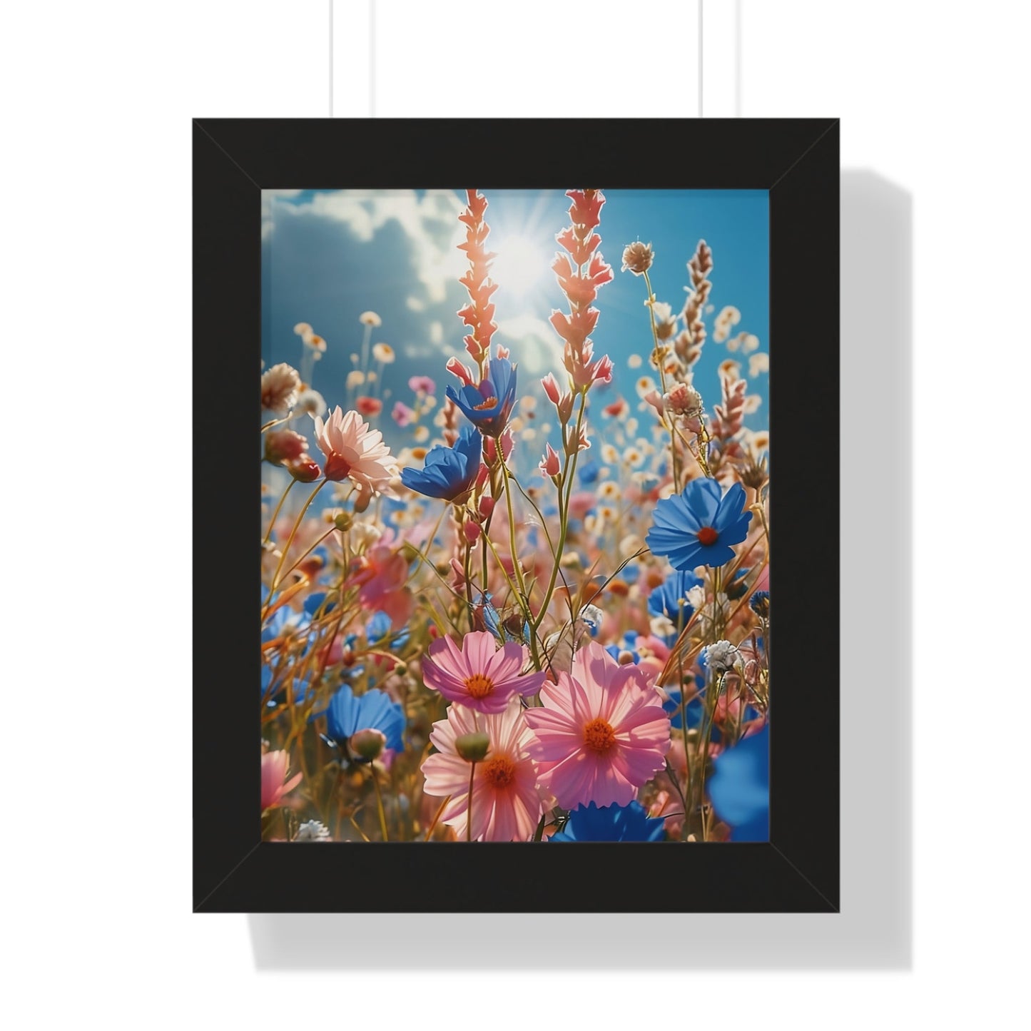 Summer Wildflower Meadow Framed Vertical Poster