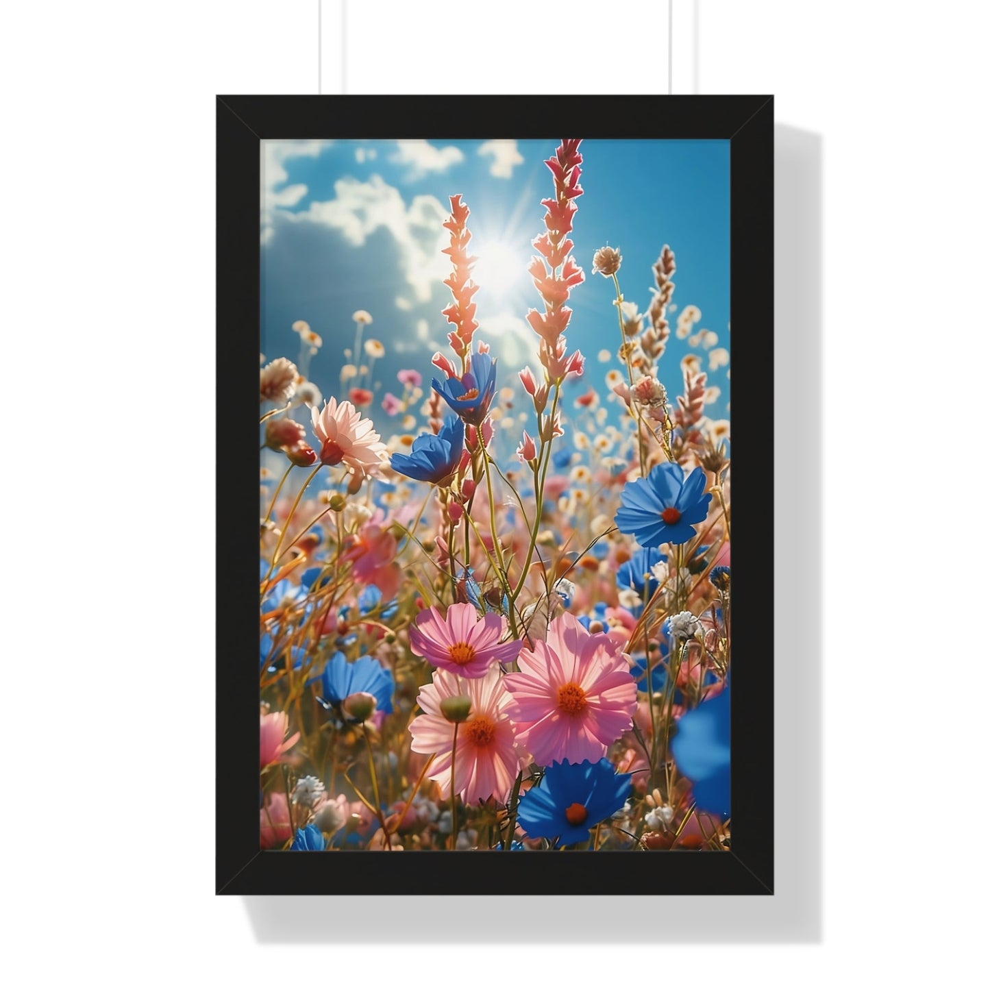 Summer Wildflower Meadow Framed Vertical Poster