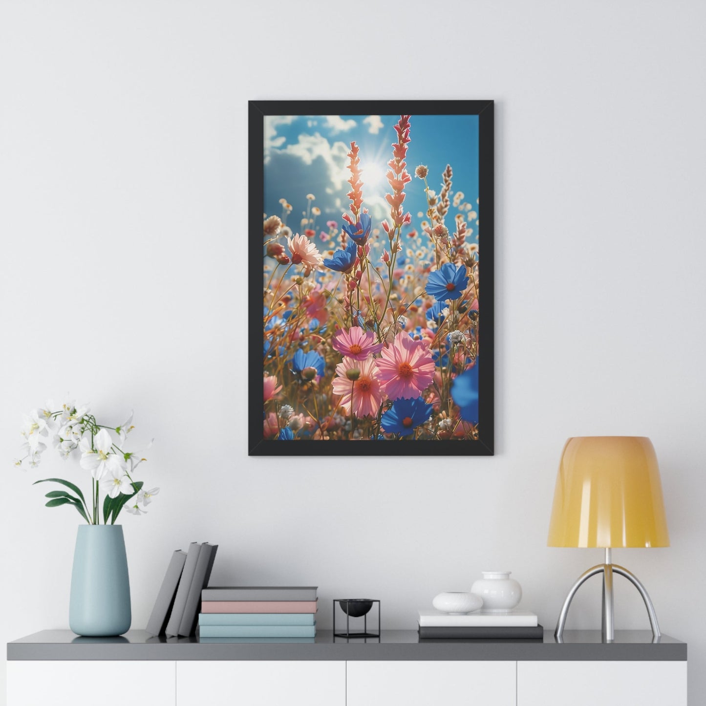 Summer Wildflower Meadow Framed Vertical Poster