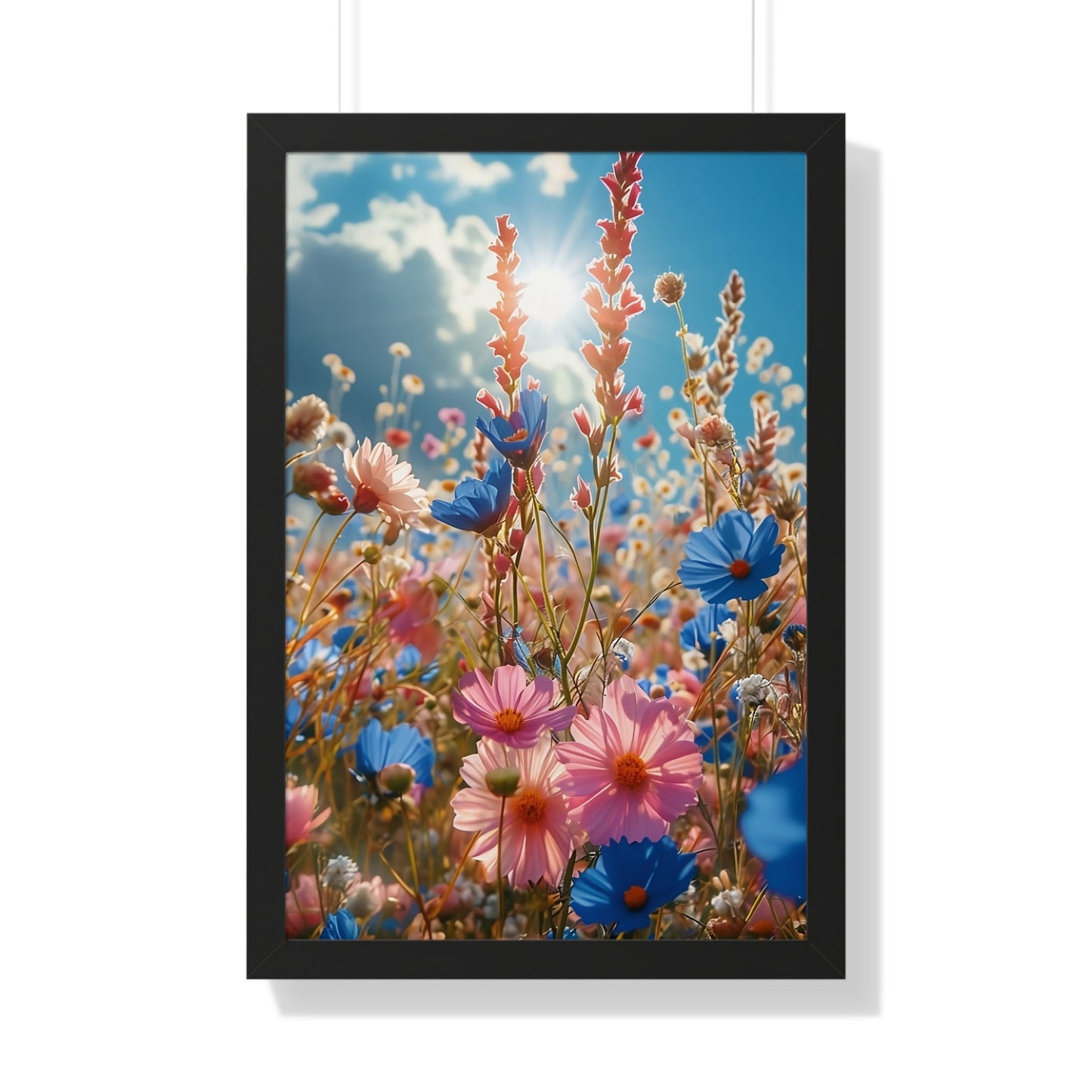 Summer Wildflower Meadow Framed Vertical Poster