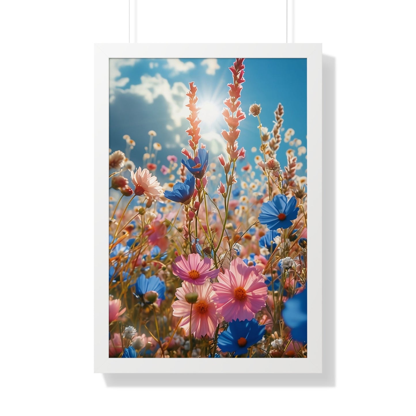 Summer Wildflower Meadow Framed Vertical Poster