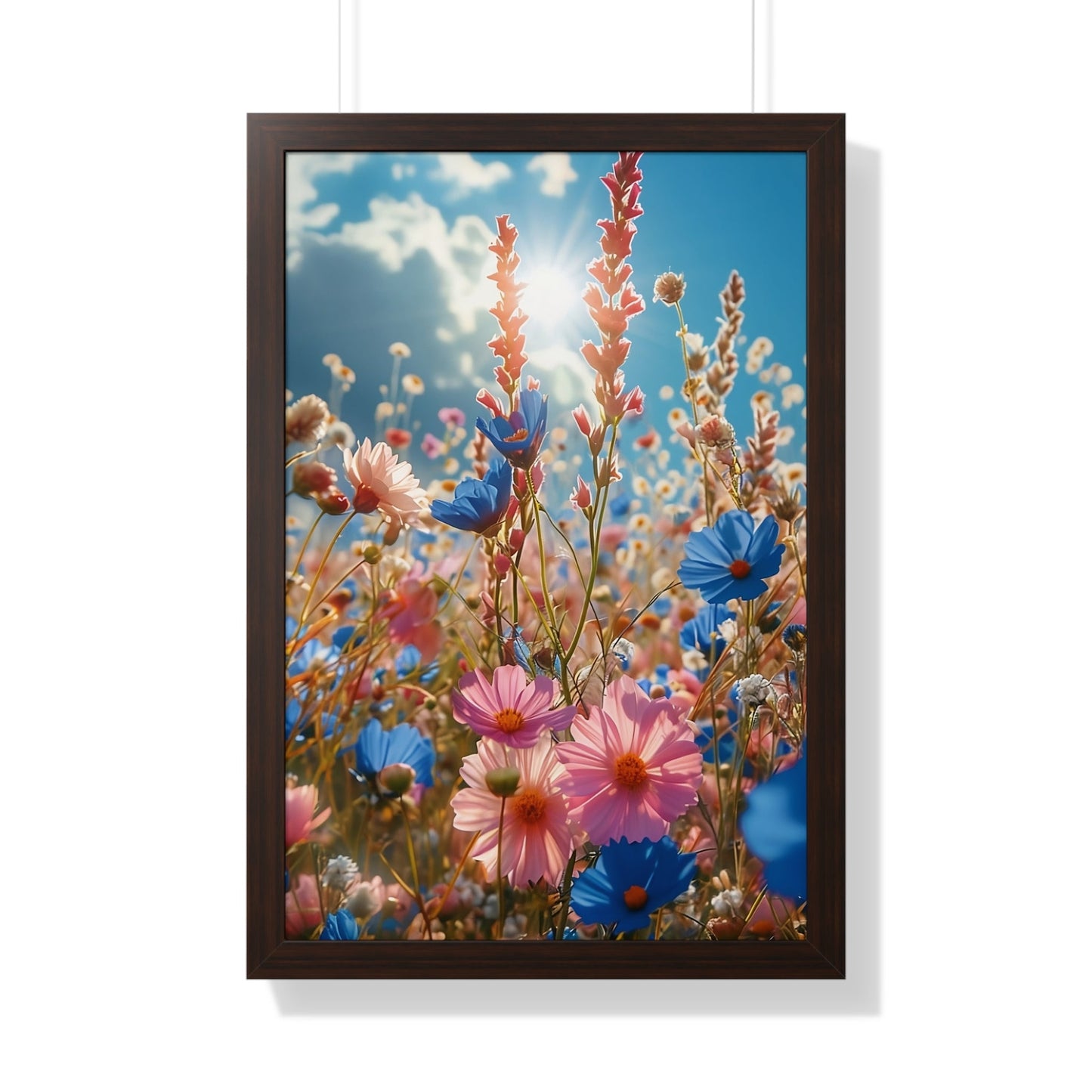 Summer Wildflower Meadow Framed Vertical Poster