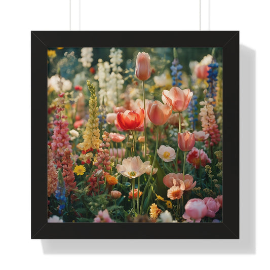 Colorful Spring Garden Framed Vertical Poster